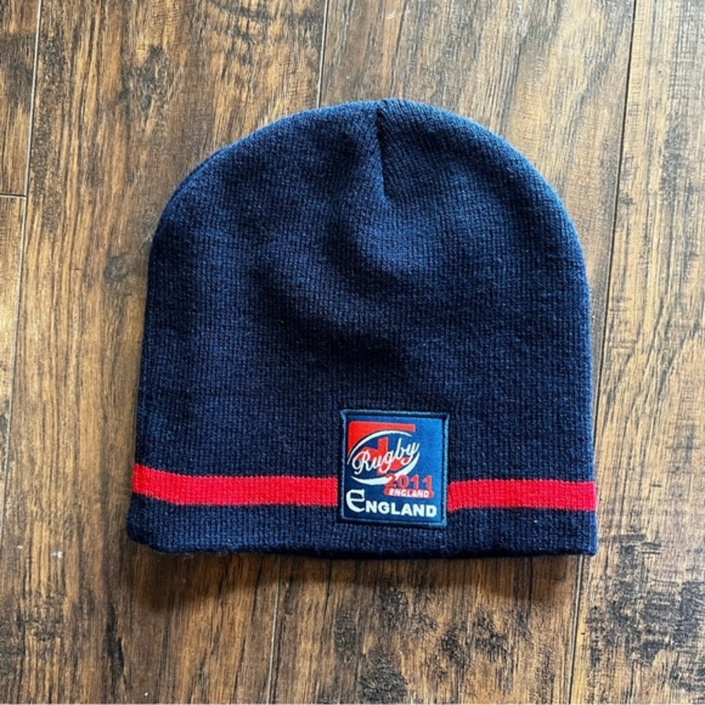 Rugby Legends 2011 England Beanie Winter Hat Ski Cap Stretch Hat Navy‎ Blue Red